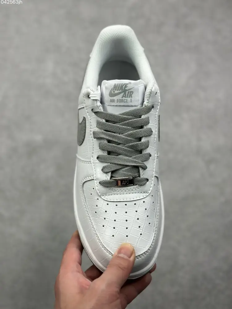 Nike Air Force 1 Low Ladainian Tomlinson – White Grey, Low-Top Sneakers, Custom Snake Skin Leather, Crystal Sole, High Quality , SKU: DD0614- StreetReady 1075 