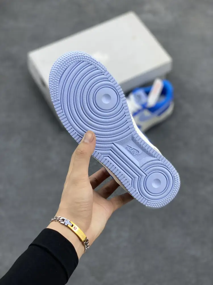 Nike Air Force 1 Low White Blue Patent Leather Sneakers – Top Best Sneakers with Original Box and Accessories DailyWear 1054 