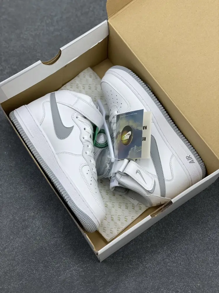 Nike Air Force 1 MID White Grey Sneakers – DV0806-100 – Original Box with Top Best Sneakers Quality Durable 1068 