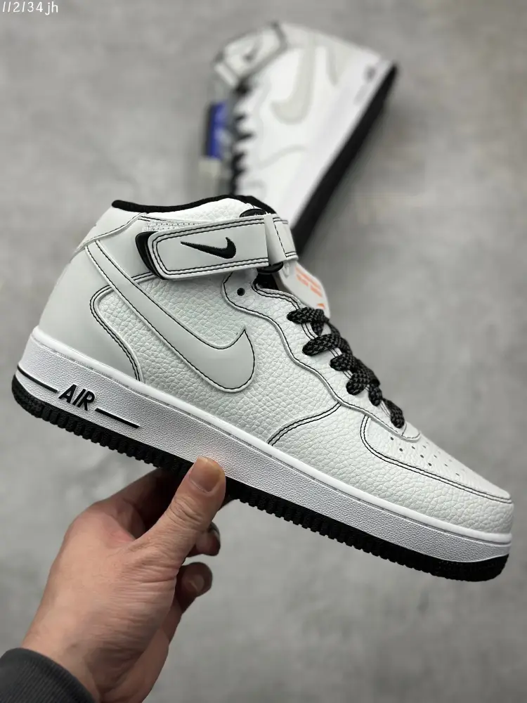 Contemporary Nike Air Force 1 Mid 'Mark Line Full Sky' – Black White Mid-Top Best Sneakers 1013  FADB127