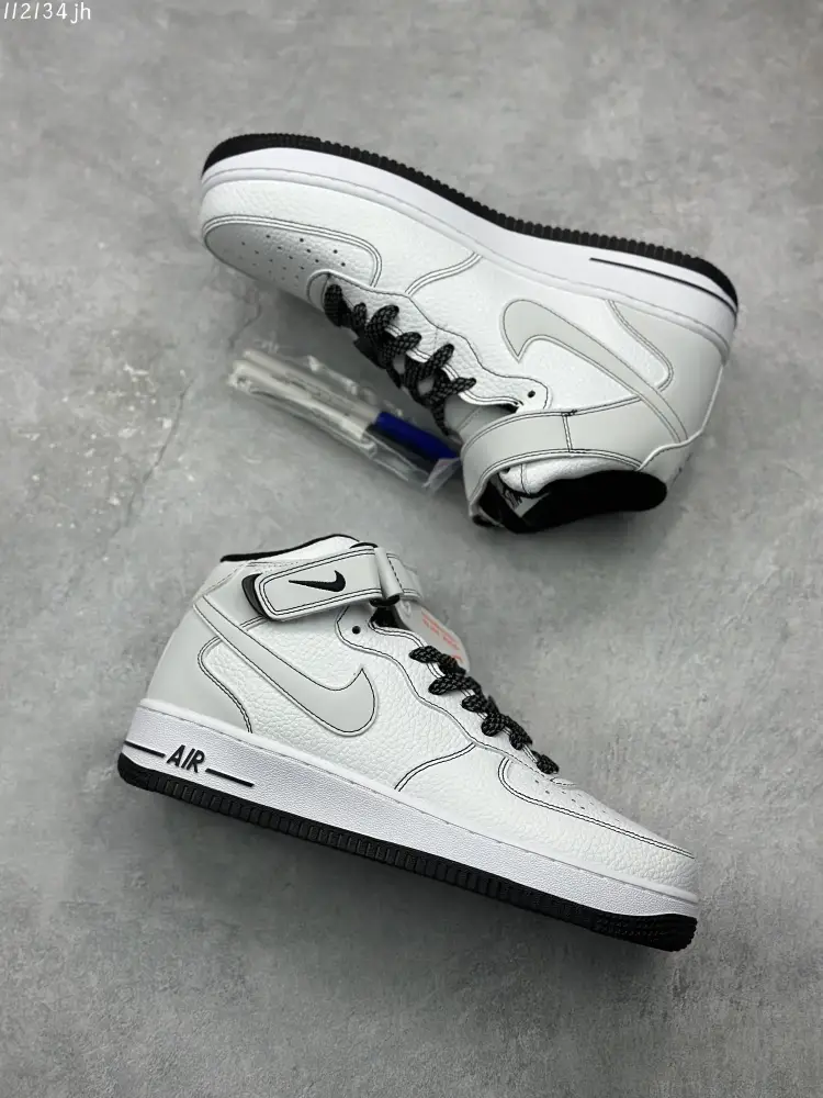 Contemporary Nike Air Force 1 Mid 'Mark Line Full Sky' – Black White Mid-Top Best Sneakers 1013 