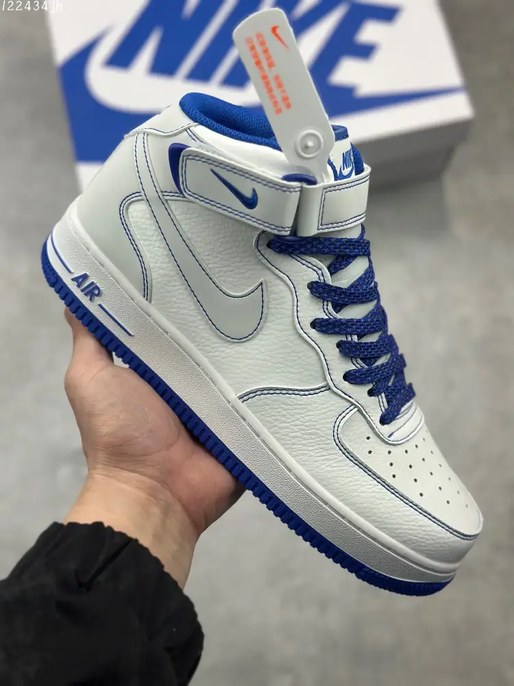 Nike Air Force 1 Mid 'Mark Line Full Sky' – White Blue, Mid-Top Sneakers with 3M Reflective and Full-Length Air Unit, High Quality , Original Box Included (with Marker Pen) – MK0619- Fashionable 1086  EACEE87