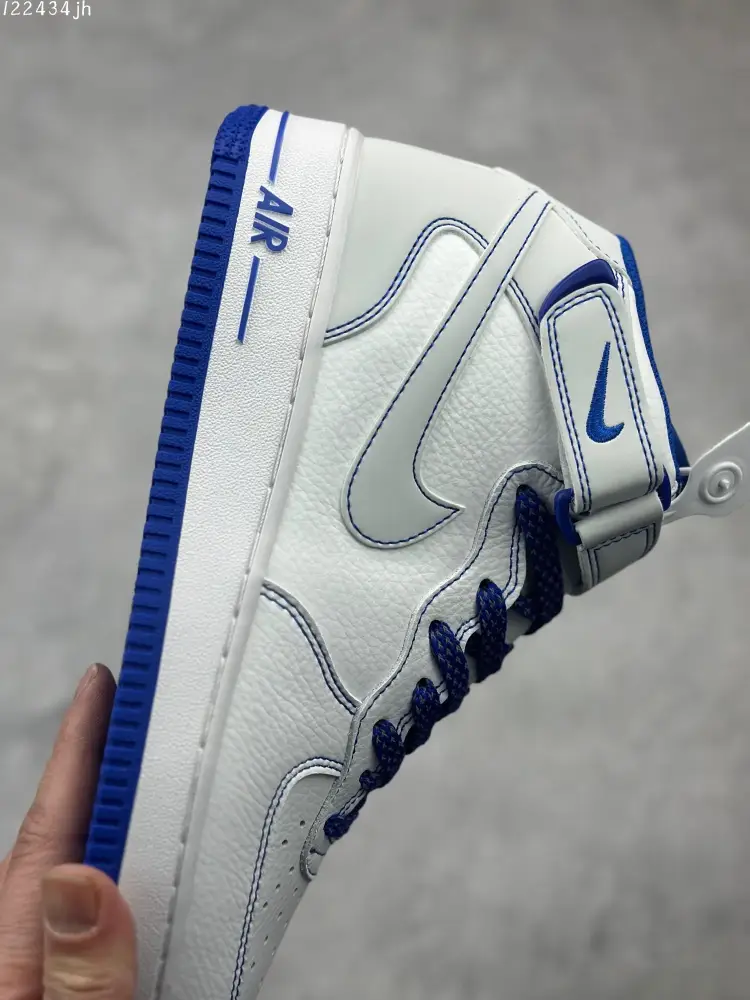 Nike Air Force 1 Mid 'Mark Line Full Sky' – White Blue, Mid-Top Sneakers with 3M Reflective and Full-Length Air Unit, High Quality , Original Box Included (with Marker Pen) – MK0619- Fashionable 1086 