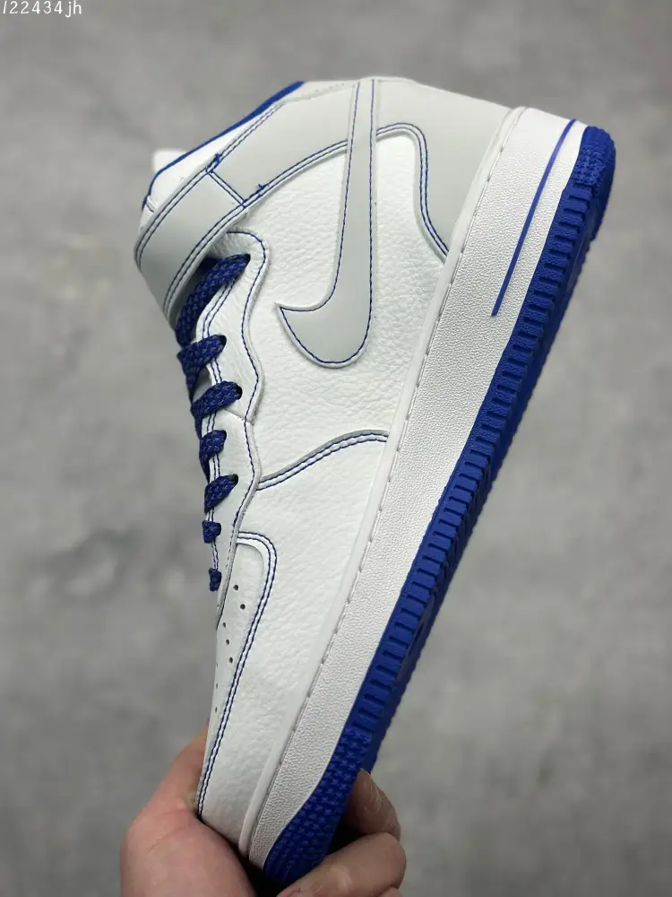 Nike Air Force 1 Mid 'Mark Line Full Sky' – White Blue, Mid-Top Sneakers with 3M Reflective and Full-Length Air Unit, High Quality , Original Box Included (with Marker Pen) – MK0619- Fashionable 1086 
