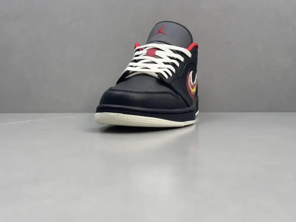 Trendy Nike Air Jordan 1 Low 'Flame' Black Red – Top , Best Sneakers, Sizes 36-46 Including Half Sizes 1346 