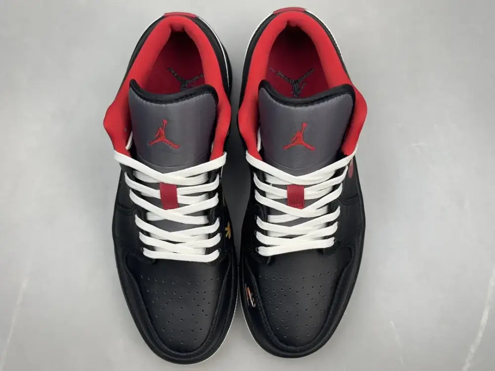 Trendy Nike Air Jordan 1 Low 'Flame' Black Red – Top , Best Sneakers, Sizes 36-46 Including Half Sizes 1346 