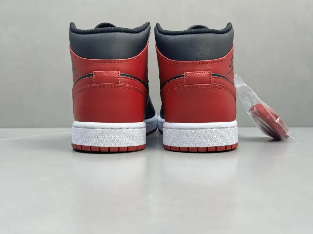 Sporty Nike Air Jordan 1 Mid Banned Black Red Authentic Version – Nikes – Sizes 36-46 (Including Half Sizes 1236 