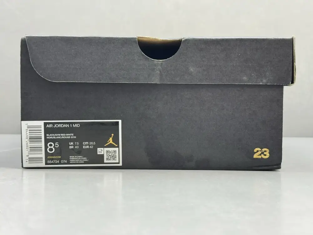 Sporty Nike Air Jordan 1 Mid Banned Black Red Authentic Version – Nikes – Sizes 36-46 (Including Half Sizes 1236 
