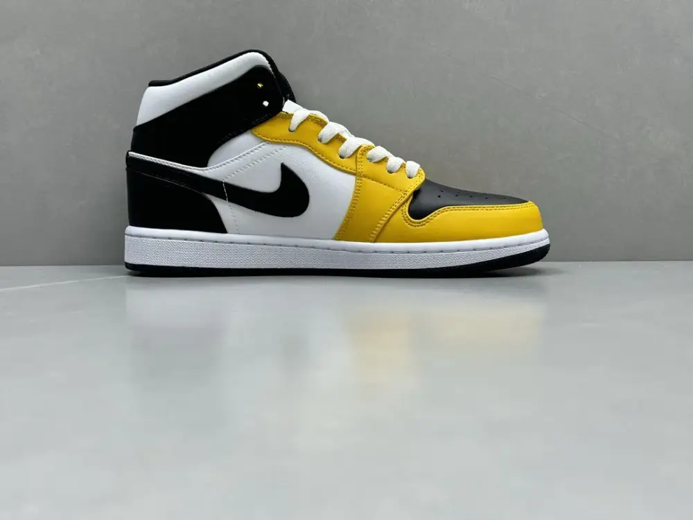 Soft Nike Air Jordan 1 Mid 'Pure ' – Yellow Black White, Top , Best Sneakers, Sizes 36-46 (Including Half Sizes 1317  FBBA227