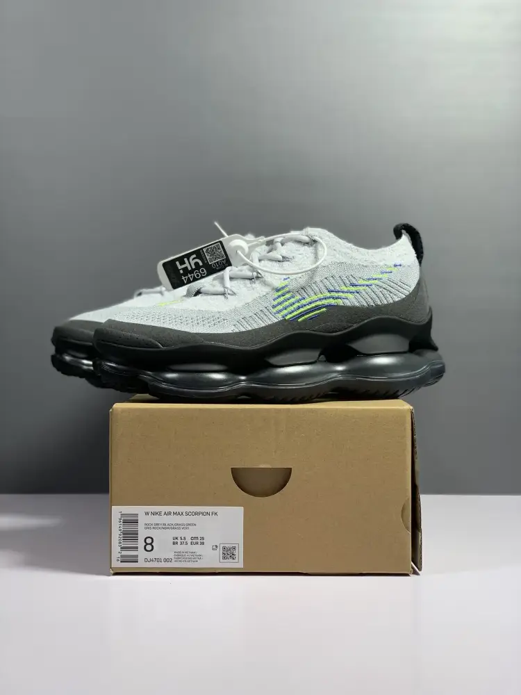 Modern Nike Air Max Scorpion Flyknit Grey White – Sneakers 1376 