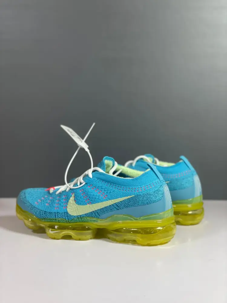 Nike Air VaporMax Flyknit Blue Yellow Low Top Sneakers Youthful 1349 