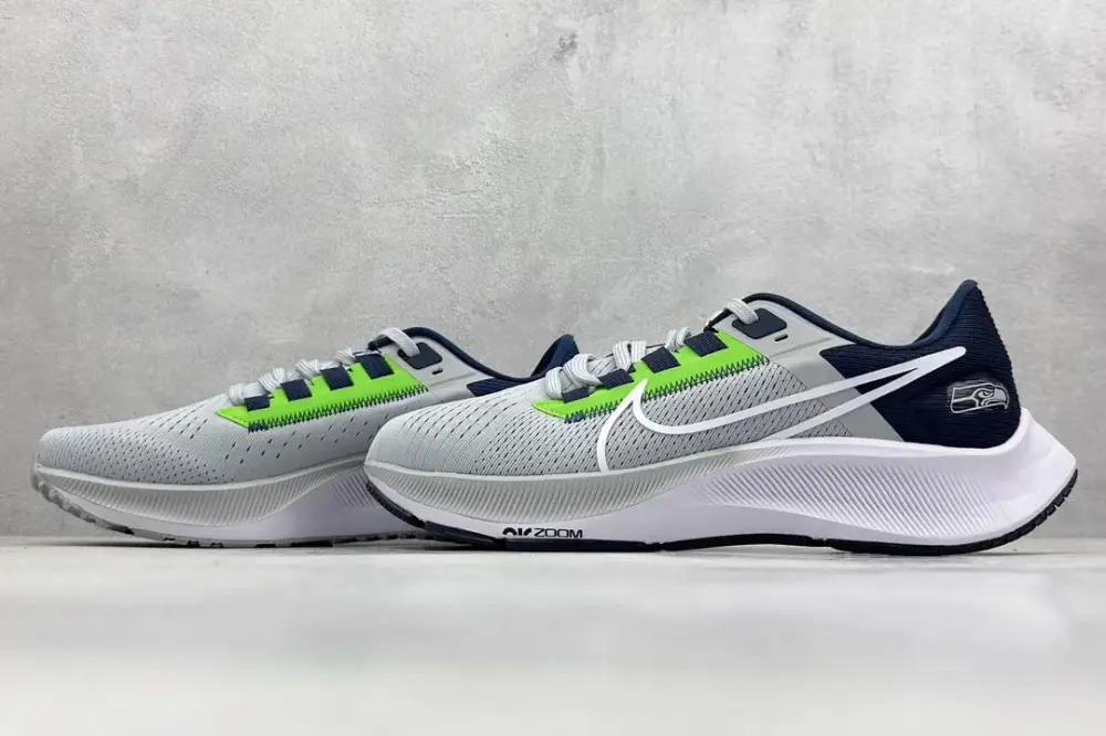 Nike Air Zoom Pegasus 38 – Grey White Navy Neon Green – Sneakers for Men Tailored 1431 