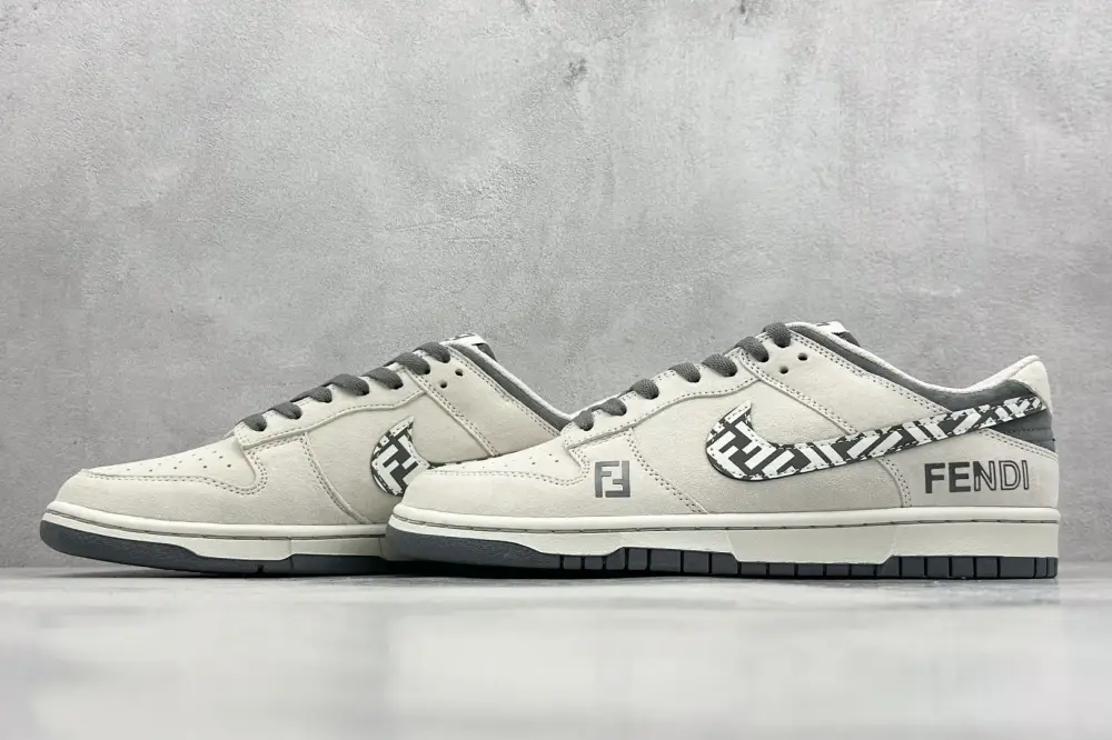 OdorResistant Nike SB Dunk Low Fendi Collab White Grey – Nikes 1642 