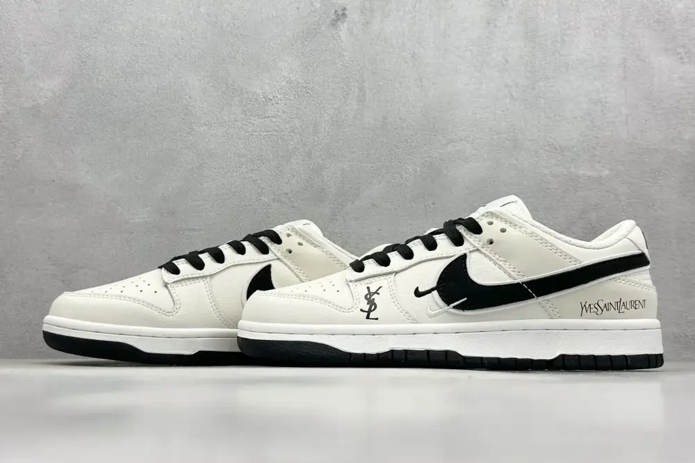 Affordable Nike SB Dunk Low Saint Laurent White Black Nikes 1583  FCD641