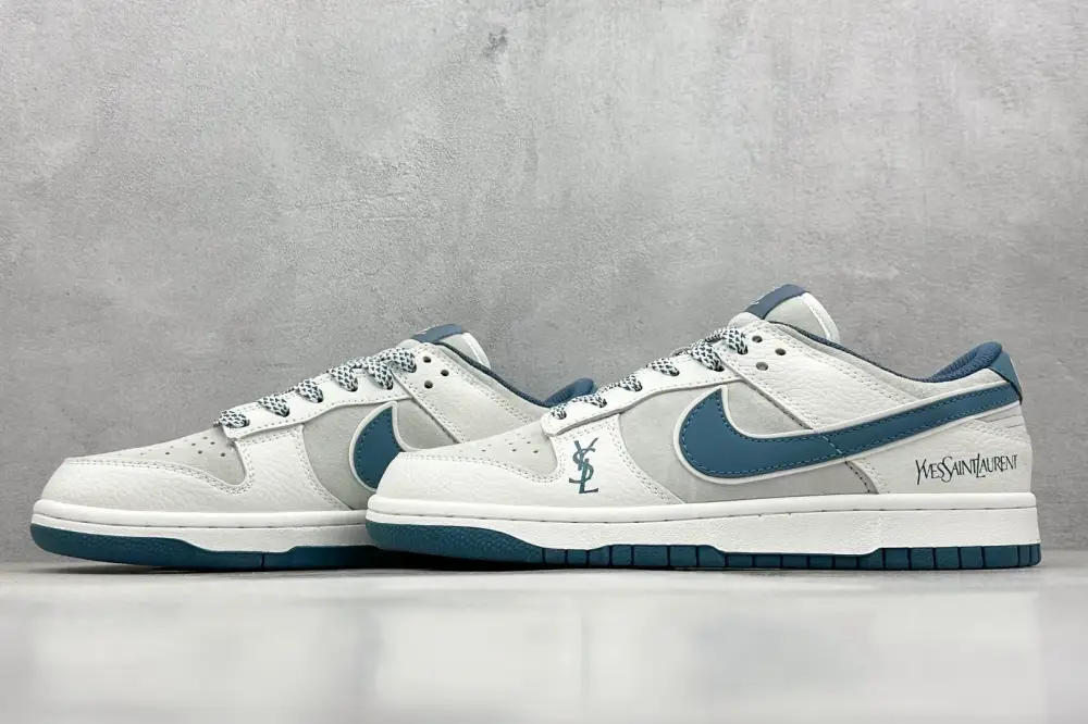 Nike SB Dunk Low Saint Laurent White Blue Nikes Stretchable 1563 