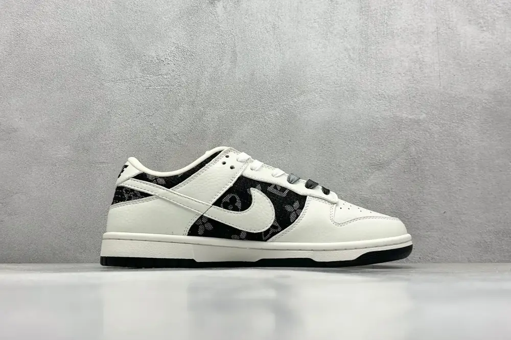 Nike SB Dunk Low x Louis Vuitton White Black Denim Nikes Bright 1573 