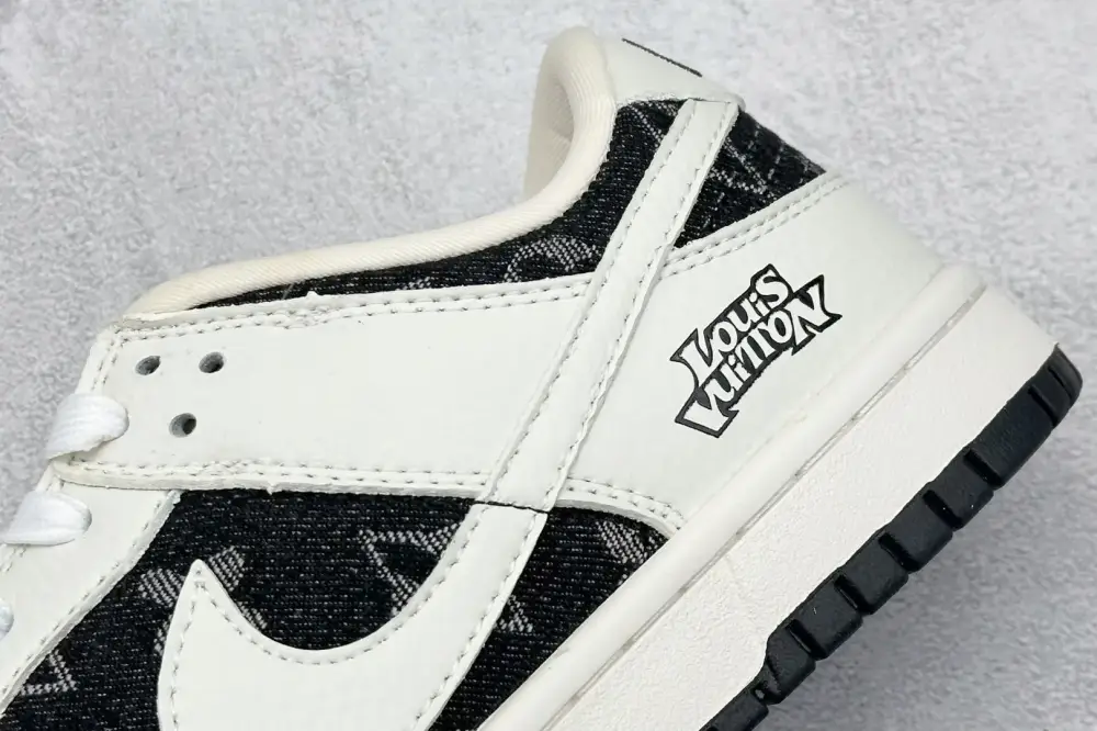 Nike SB Dunk Low x Louis Vuitton White Black Denim Nikes Bright 1573 