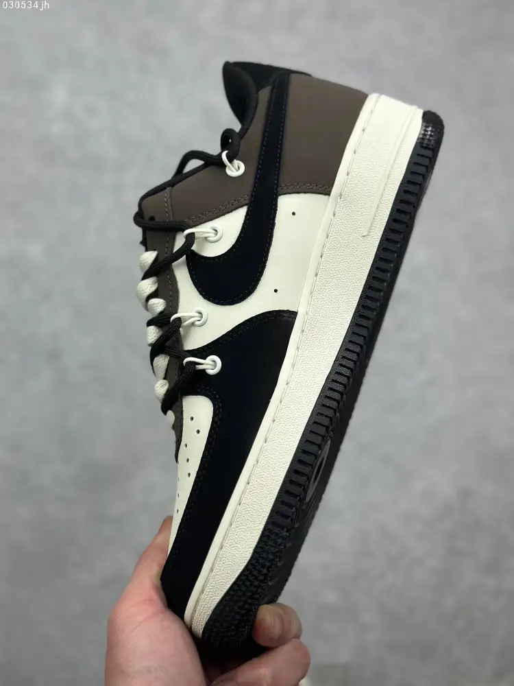 Stretchable Nike x Kaws Air Force 1 Custom Strap Sneakers – Wheat Black Brown – High Quality with Design 1082 