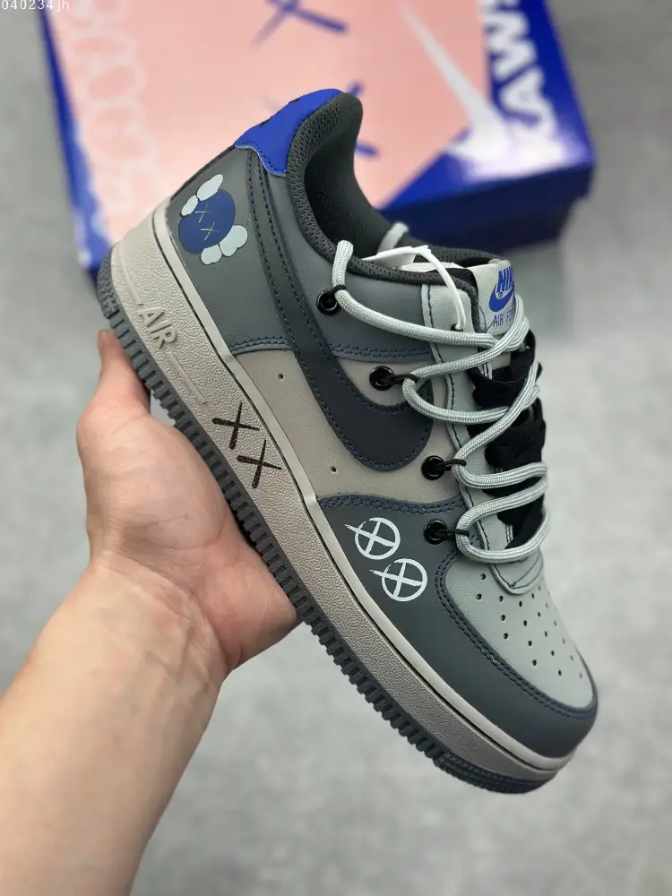 QuickDry Nike x Kaws Air Force 1 Space Gray Custom Strap Sneakers – High Quality Size 36- 1079  EBDAD51