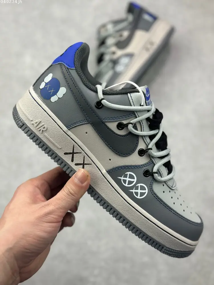 QuickDry Nike x Kaws Air Force 1 Space Gray Custom Strap Sneakers – High Quality Size 36- 1079  EBDAD51