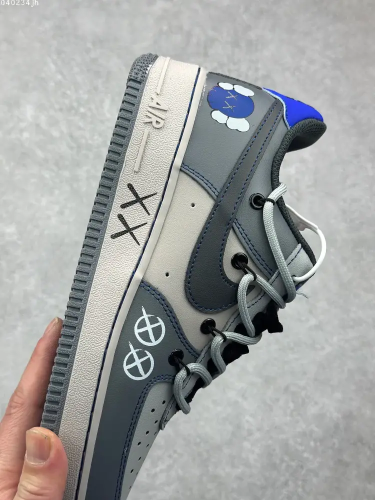 QuickDry Nike x Kaws Air Force 1 Space Gray Custom Strap Sneakers – High Quality Size 36- 1079 