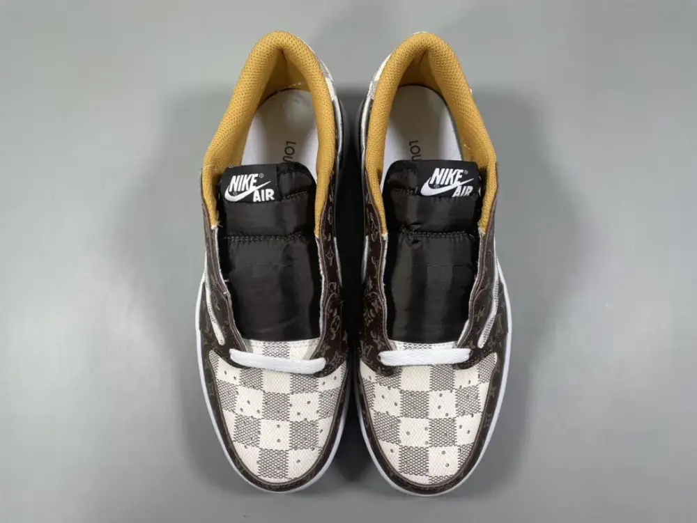 Nike x LV x AJ1 Low-Top Sneakers – Brown Beige – Corporate Edition FastDry 1240 