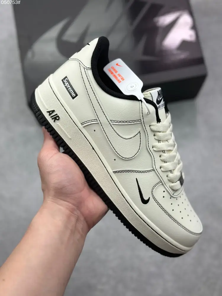 Breathable Nike x Supreme Air Force 1 '07 Low Cream Black Limited Edition – Best Sneakers 999  DBCE482