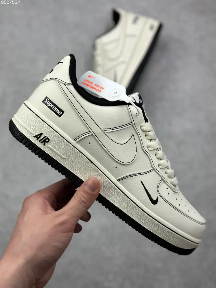 Breathable Nike x Supreme Air Force 1 '07 Low Cream Black Limited Edition – Best Sneakers 999 