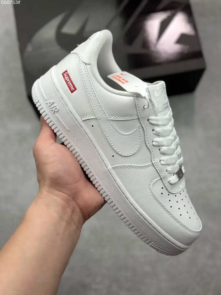 Trendsetting Supreme x Nike Air Force 1 '07 Low All-White Custom Leather Sneakers – Best Sneakers & 993 