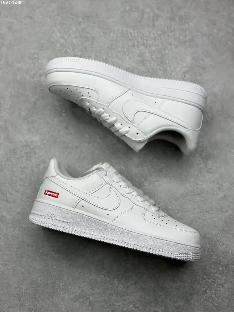 Trendsetting Supreme x Nike Air Force 1 '07 Low All-White Custom Leather Sneakers – Best Sneakers & 993 