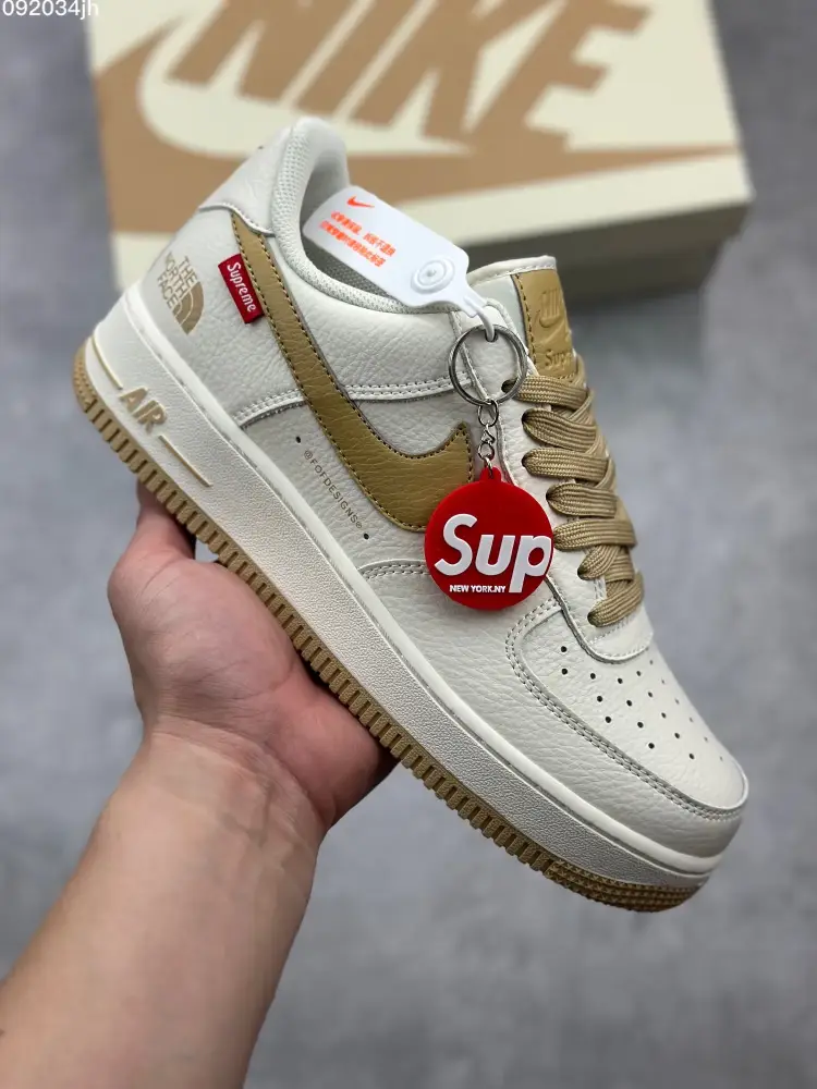 Affordable Supreme x The North Face x Nike Air Force 1 Low – Beige Gold – Limited Edition Top Fake Nike Sneakers 1034  DEC251