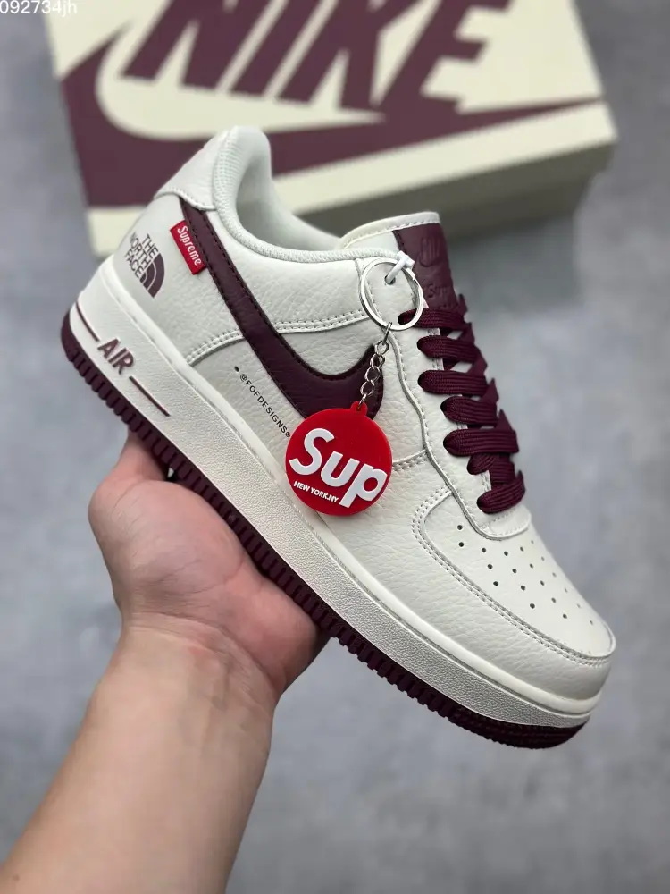 Supreme x The North Face x Nike Air Force 1 Low 'Sake Red' – Limited Edition Top Sneakers Casual 1028 
