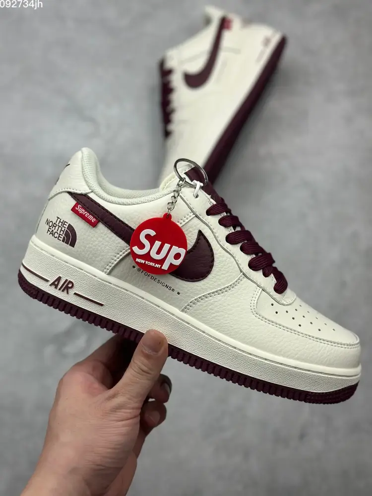 Supreme x The North Face x Nike Air Force 1 Low 'Sake Red' – Limited Edition Top Sneakers Casual 1028 