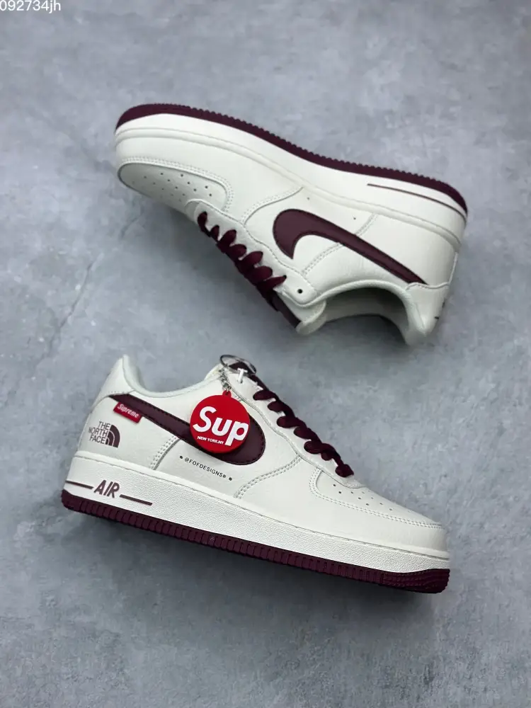 Supreme x The North Face x Nike Air Force 1 Low 'Sake Red' – Limited Edition Top Sneakers Casual 1028 
