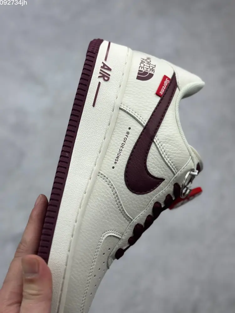 Supreme x The North Face x Nike Air Force 1 Low 'Sake Red' – Limited Edition Top Sneakers Casual 1028 