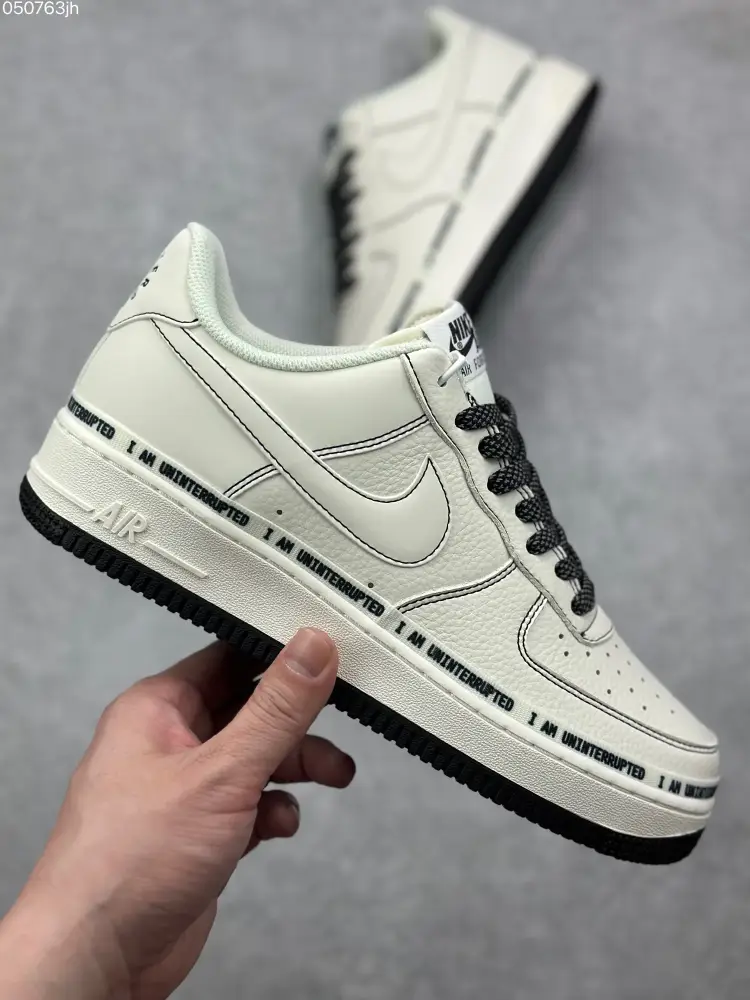 WrinkleFree Uninterrupted x Nike Air Force 1 Low 'More Than' – Cream Black Signature Doodle , Top Fake Nike Sneakers 1073 