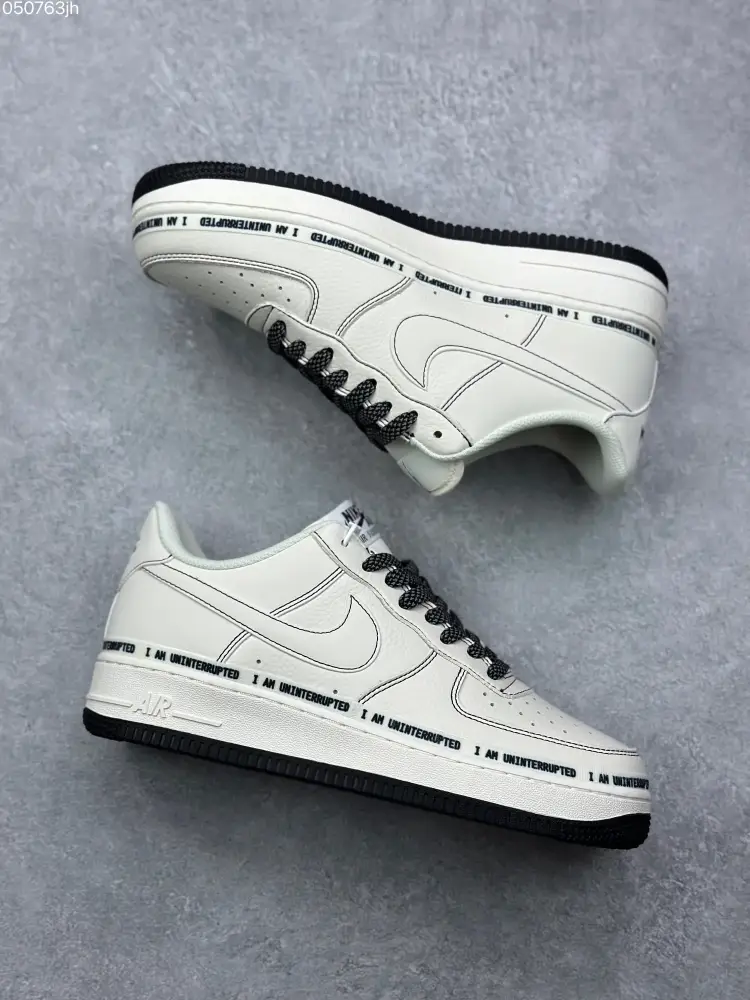 WrinkleFree Uninterrupted x Nike Air Force 1 Low 'More Than' – Cream Black Signature Doodle , Top Fake Nike Sneakers 1073 