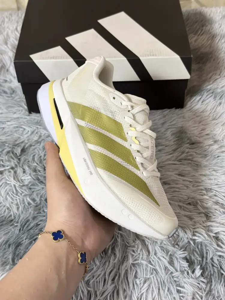 Premium adidas Adizero Boston 13 White Yellow Running 497 