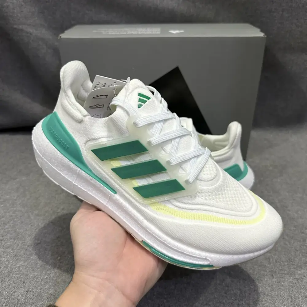 Supportive adidas Ultraboost 23 Light White Green Blue – Adidas 579 